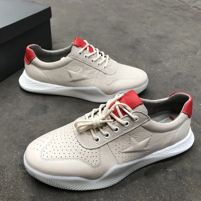 Высокого качества на шнуровке Мужские модельные туфли из натуральной кожи с