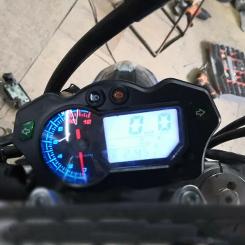 

12000RPM 12V LCD Sn Motorcycle Speeeter 7-Color Tachometer Oeter Gauge