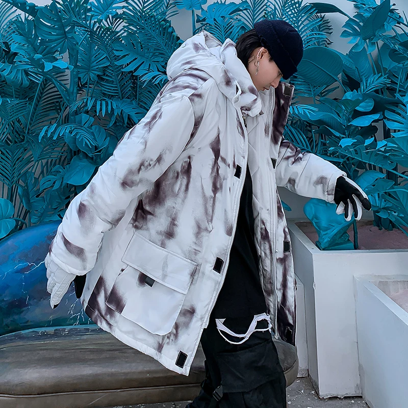 Куртка мужская зимняя с наполнителем чернилами и капюшоном в стиле хип-хоп |