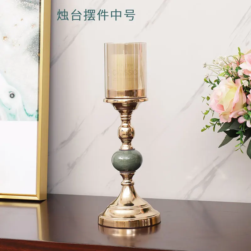 

European Romantic Candle Holder Living Room Iron Wedding Candle Holder Candlestick Glass Ball Bougeoir Decoration Props AA50ZT