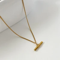 monlansher cute long stick pendant necklace gold color titanium steel thin chain necklaces for women minimalist necklace jewelry