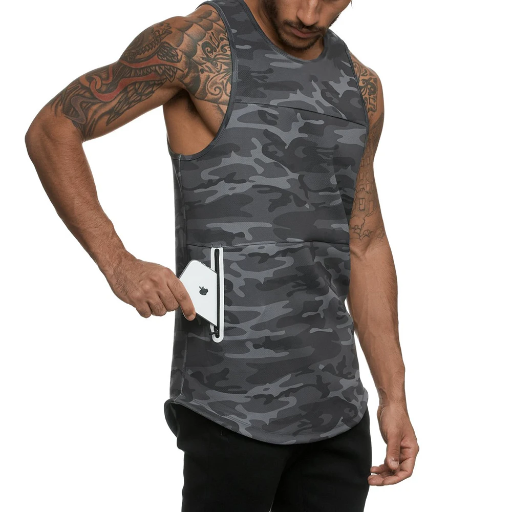 

2021 Running Vest Men Camouflage Sport Top Men GYM Fitness Tank Top Quick Dry Training Clothing Workout Running Tops Male