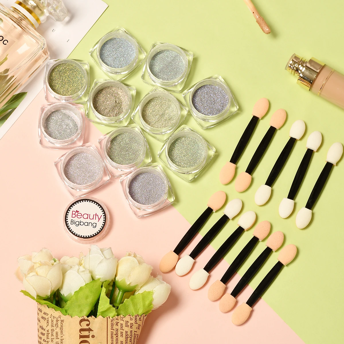BeautyBigBang лак для ногтей Блестящий Порошок 0,2 г Хамелеон для ногтей мерцающий Русалка жемчуг пигмент Сияющий лазер в виде ракушки окунутый порошок