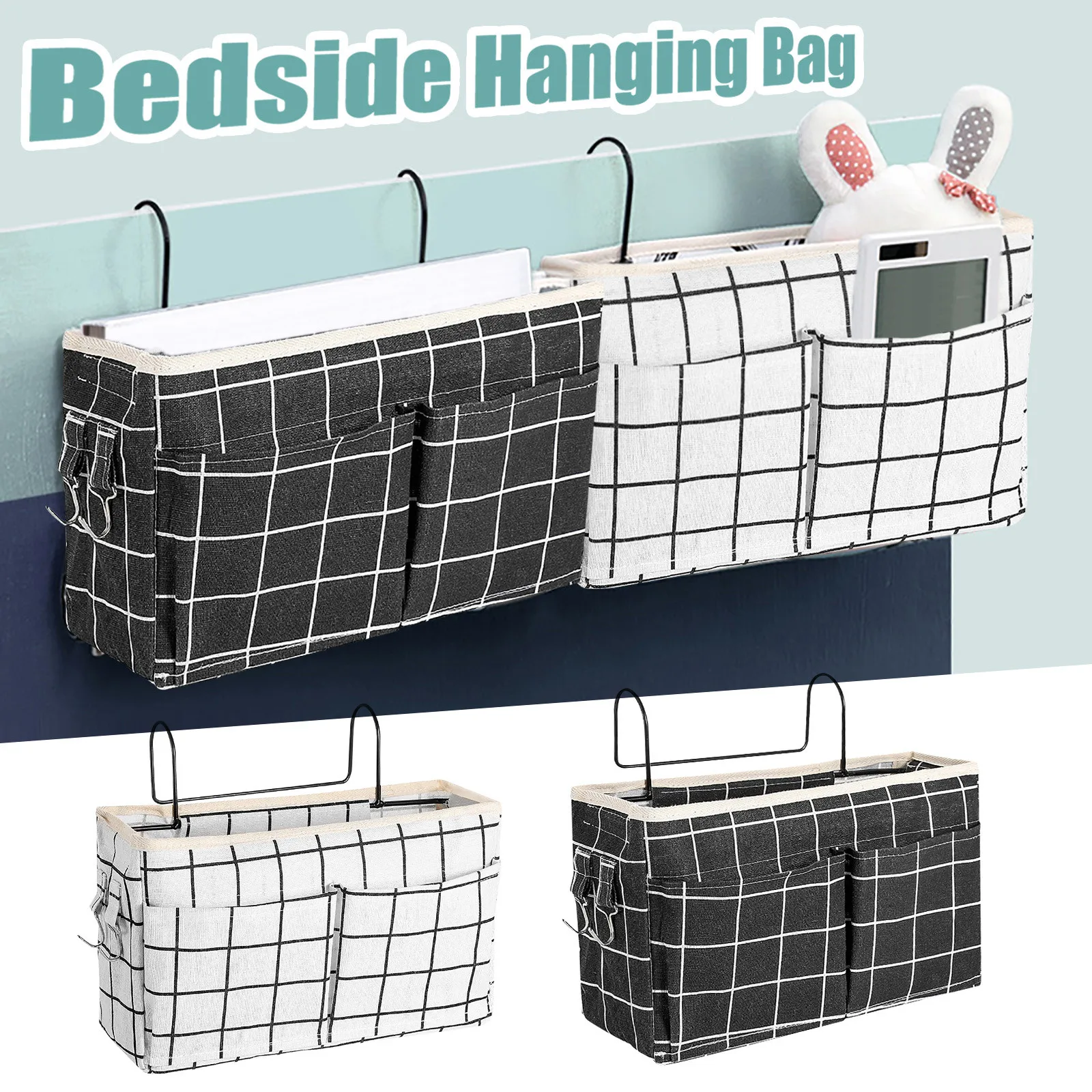Холщовая прикроватная подвесная карманная сумка для хранения в спальне магазине