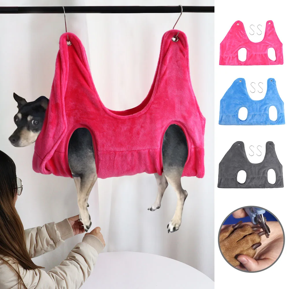 

Pet Dog Cat Grooming Hammocks Soft Flannel Pet Grooming Hammock Restraint Bag Harness for Nail Clip Trimming Bathing