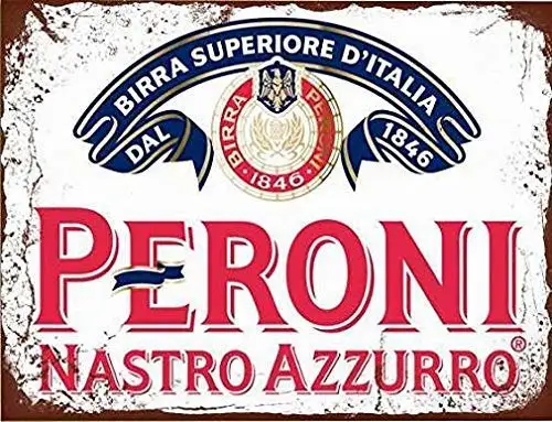 Kalynvi New Tin Sign Peroni Nastro Azzurro Lager Beer Aluminum Metal Sign for Wall Decor 8X12 Inch