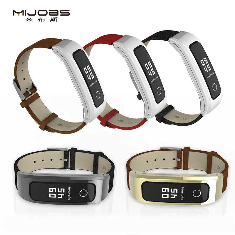 Mijobs пояса из натуральной кожи ремешок для huawei Honor Band 4 бег ремешок часы браслет для Honor Band 4 бег умный Браслет