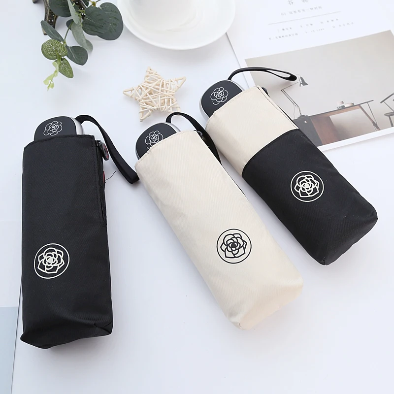 Camellia Ladies Women Umbrella Windproof UV Protection Sun Umbrellas Girl Female Parasol Pocket Five Folding Small Mini Brand | Дом и сад