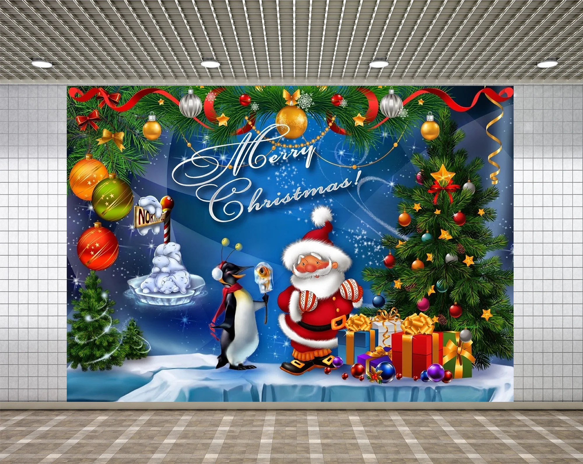 

Виниловый студийный фон Lyavshi с рождественскими поздравительными открытками с декоративным фоном и Санта-Клаусом