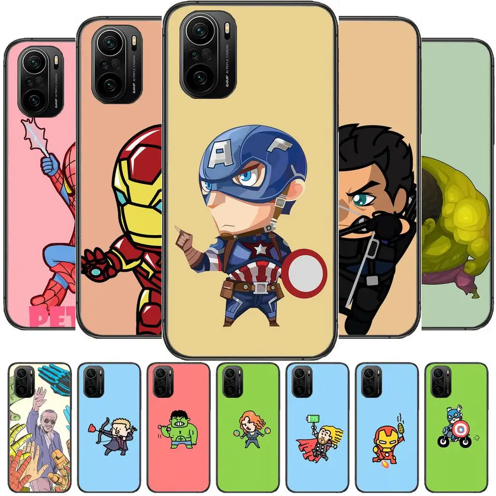 

Marvel cartoon Avengers Phone Case For xiaomi redmi POCO F1 F2 F3 X3 Pro M3 9C 10T Lite NFC Black Cover Silicone Back Prett mi 1