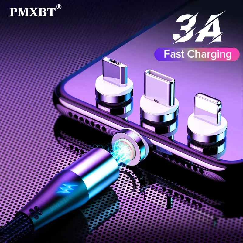 

3A Magnetic Micro USB Type C Mobile Phone Quick Charging Cable For iPhone Xiaomi Huawei Samsung Data Sync Fast Charging USB Wire
