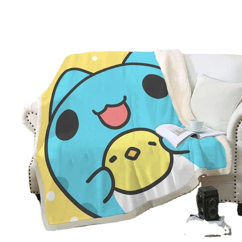 Manta de felpa de doble capa con dibujos animados de Bugcat Capoo para ni&ntilde;os y ni&ntilde;as, colcha c&aacute;lida para sof&aacute;, funda de viaje-4