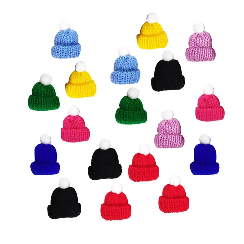 

20pcs Mini Hat DIY Dolls Garment Handmade Sewing Material Soft Hat Bag Garment Art Craft Supplies Knitted Santa Hat Accessories