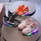 Детские Модные дышащие туфли с подсветкой для мальчиков и девочек маленькие мягкие Нескользящие кроссовки с маргаритками детская светящаяся спортивная обувь