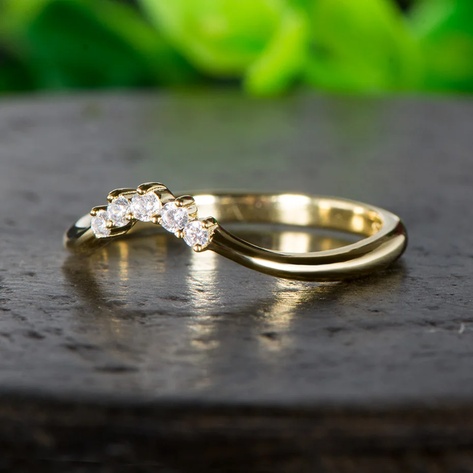 Kuolit 10 к Желтое золото кольца с муассанитом для женщин Лаборатория Grown Diamond Ручная настройка кольца обручение подарок хорошее ювелирное изделие