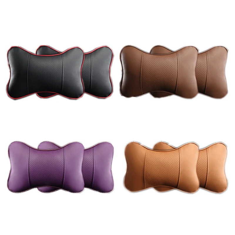 

2x Car Neck Pillows Headrest PVC Leather Neck Headrest Protector Universal Headrest Backrest Cushion Auto Interior Accessories