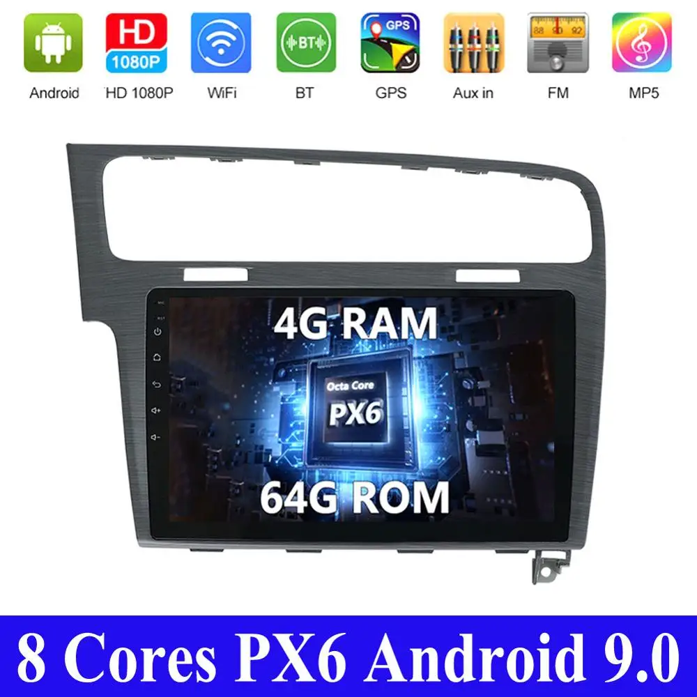 4G ram+ 64G rom для Volkswagen Golf 7 2013- автомобильный навигационный GPS радиоприемник Wifi BT Рулевое колесо управление 8 ядро Android 9,0