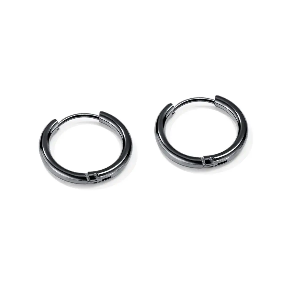Black 12mm Huggie серьги-кольца из нержавеющей стали спираль очень маленькие кольца пирсинг хряща уха для парней хип-хоп - Окраска металла: Black 12mm