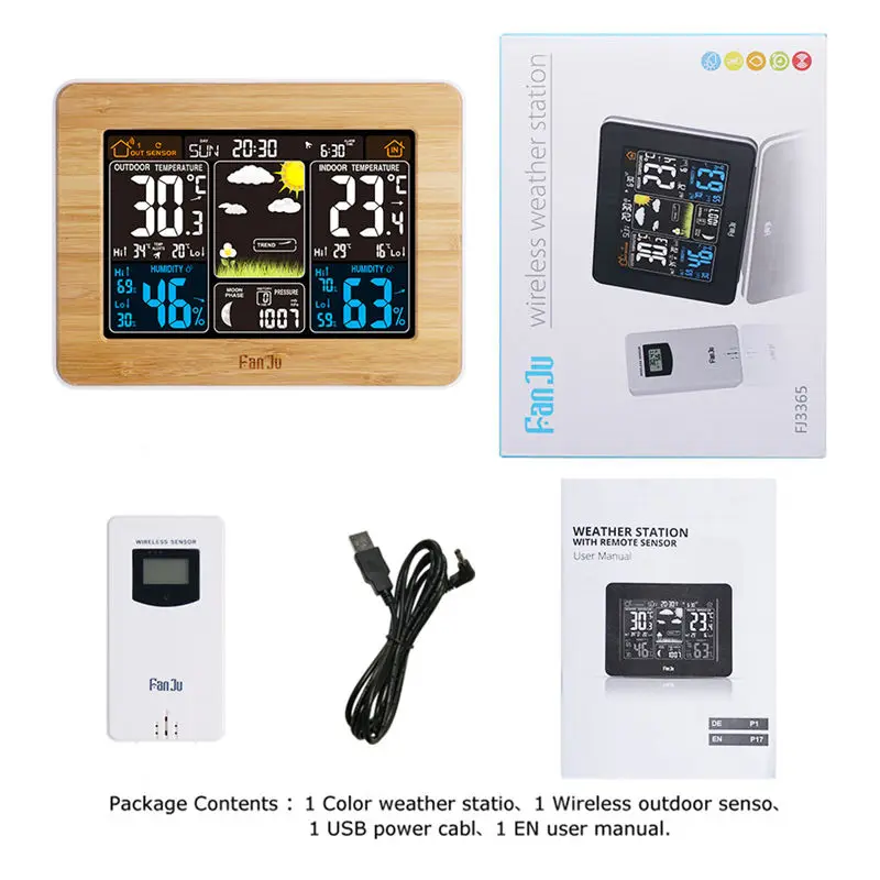 Профессиональный Домашний цифровой будильник Беспроводная метеостанция Крытый