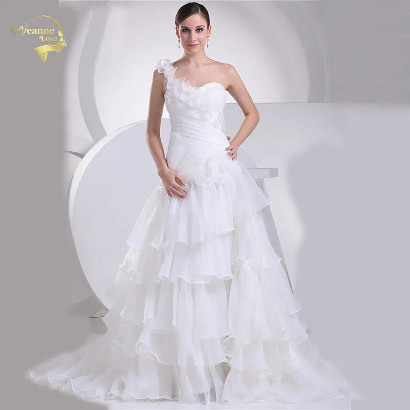 

Vintage Plus Size Wedding Dresses 2020 Organza One Shoulder Tiered Robe De Mariage Vestido De Novia Custom Made Bride Dresses