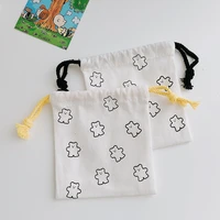 homemade ins double sided printing bear beam mouth cosmetic finishing storage bag portable canvas bag