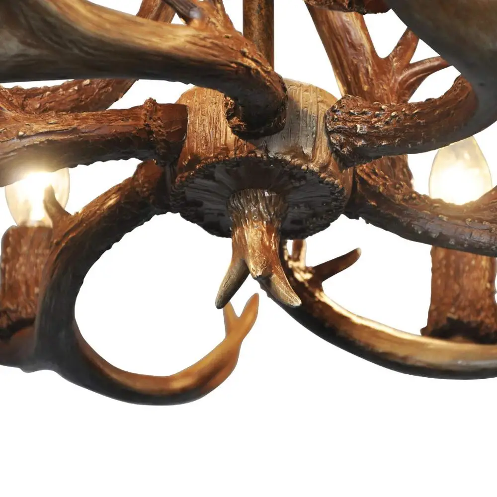 Лампа в стиле ретро с оленем и рогом E12 потолочный светильник 6/8 лампочками из