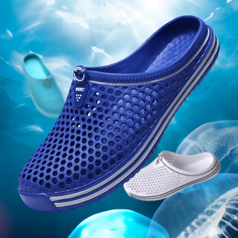 

Summer Men Slippers Hollow Out Breathable Women Slides Fashion Outdoor Beach Flip Flops Unisex Casual Slip-on Flats Sandals Shoe