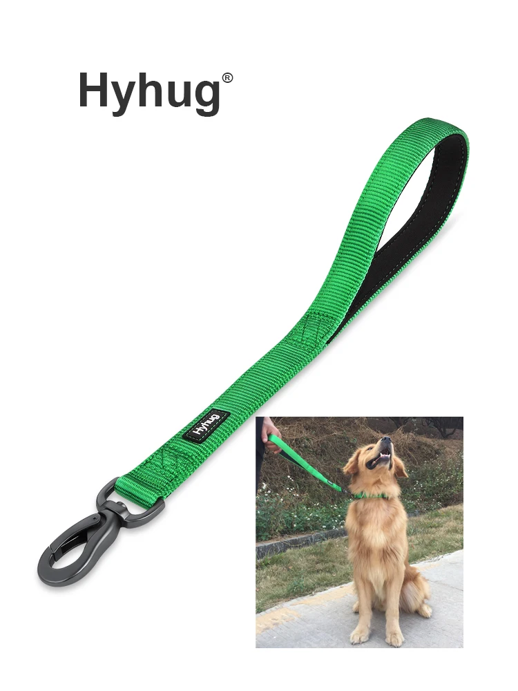 

Hyhug Pets Short Dog Leash for Pit bull German Shepherd Labrador, Solid Color Nylon Heavy Duty Dog Lead for Large/Big/Dogs