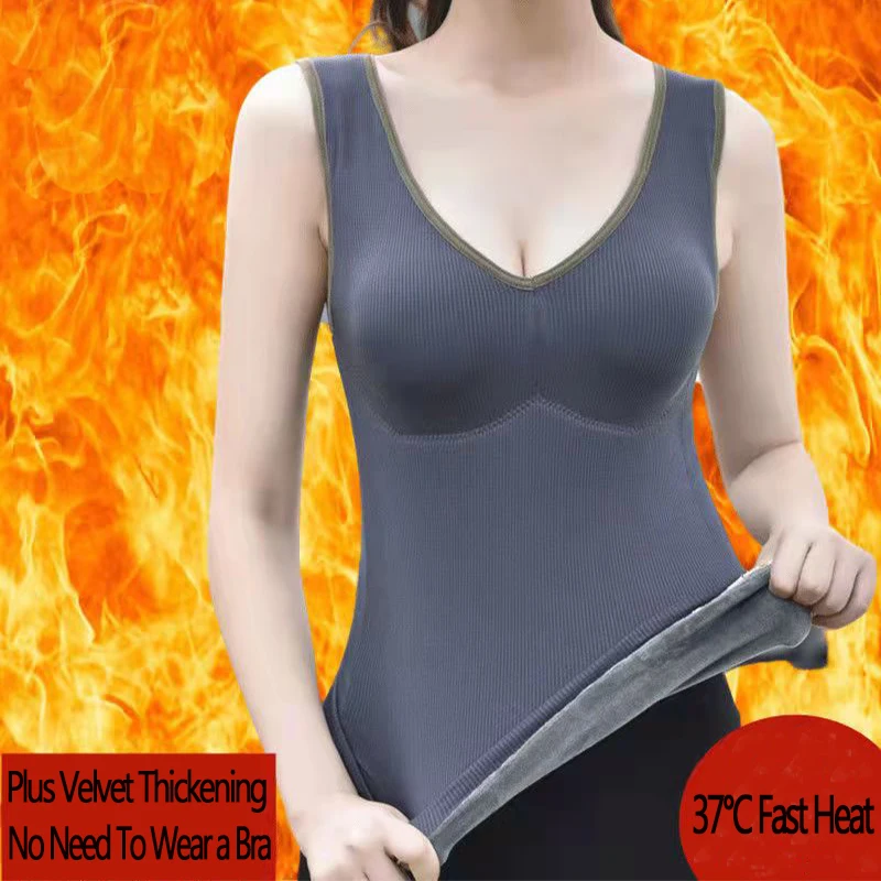 

Зимнее женское термобелье, флисовая женская футболка с подставкой для груди, теплый жилет для йоги, теплый топ без рукавов