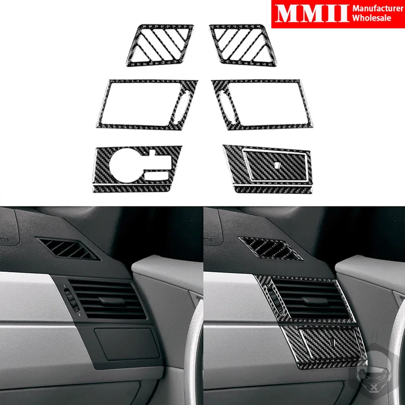 Styling Accessories Real Carbon Fiber For BMW X3 E83 2004-2010 Headlight Switch Dashboard Box Side Air Vent Cover Trim Sticker