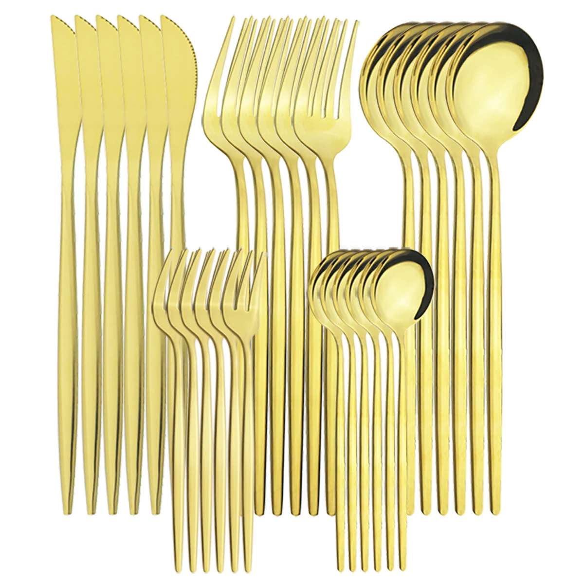 

Gold Cutlery Set Stainless Steel Flatware Knives Cake Fork Spoon Cutlery Set Kitchen Party Tableware Dinnerware Set Dropshipping
