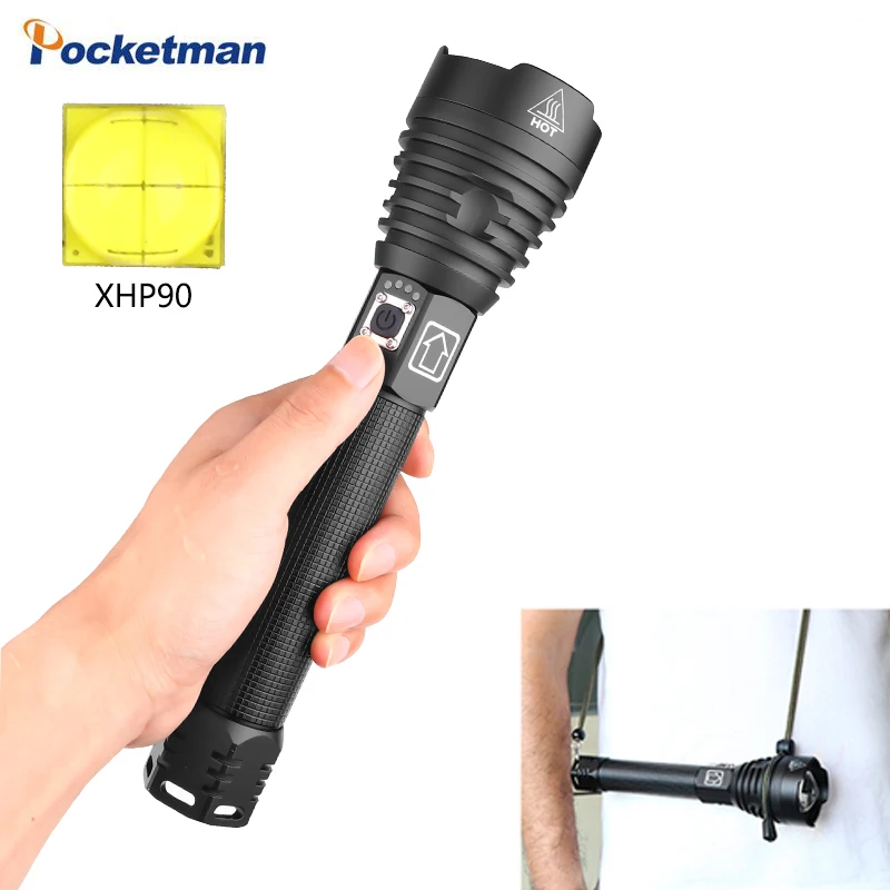 Светодиодный фонарик XHP90 самый мощный с увеличением и зарядкой от USB