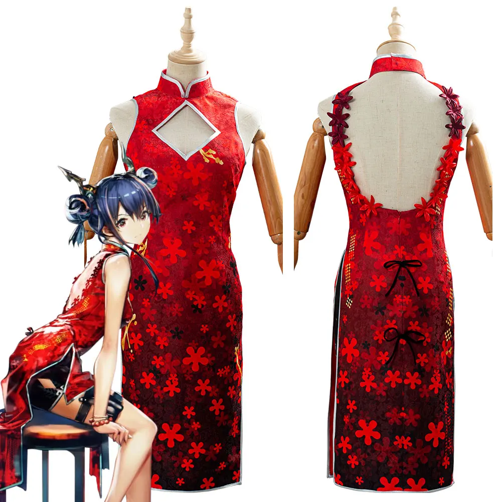 

Arknight CHEN Cheongsam новогодний наряд униформа для Хэллоуина карнавальное красное платье