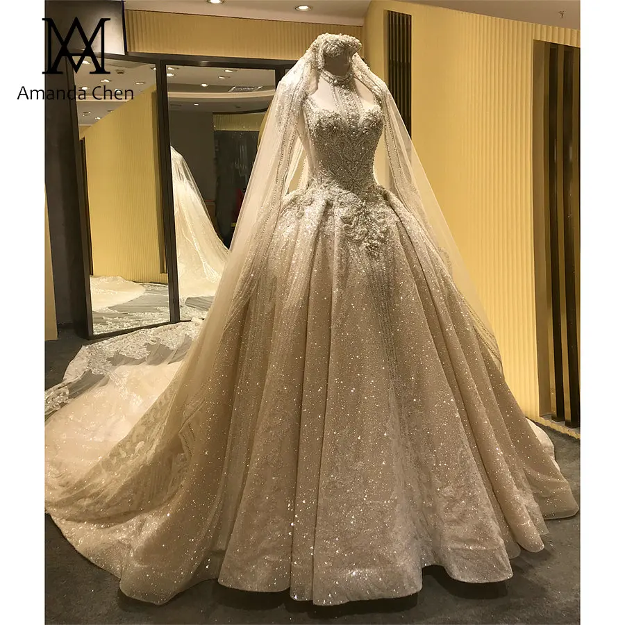 Роскошное блестящее свадебное платье с кристаллами|Свадебные платья| |