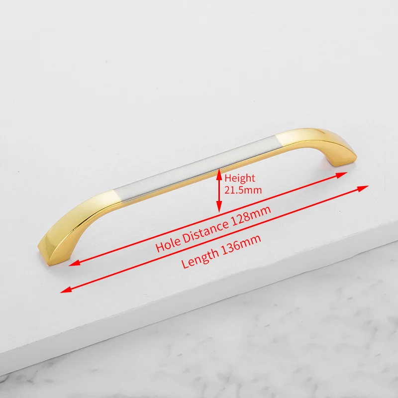 Gold Silver 128mm Цинковый сплав Современный черный цвет, для шкафов ручки Золото кухонные ручки шкафа дверной ручки для выдвижных ящиков оборудование для обработки мебели - Цвет: Gold Silver 128mm