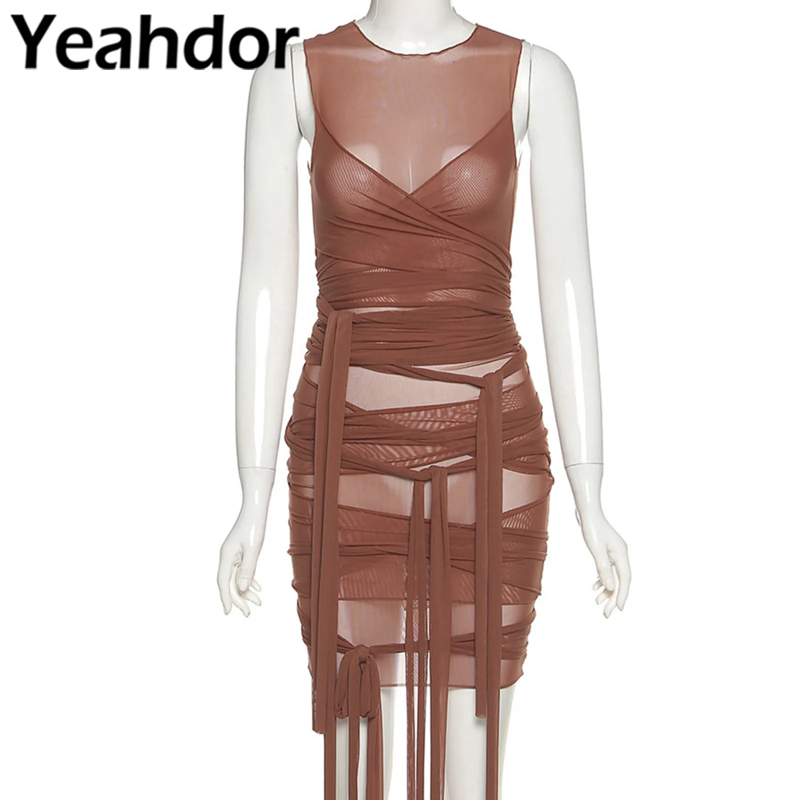 

Женские сетчатые прозрачные облегающее платье женское сексуальное мини-платье женское летнее женское платье без рукавов вечерние платье ...