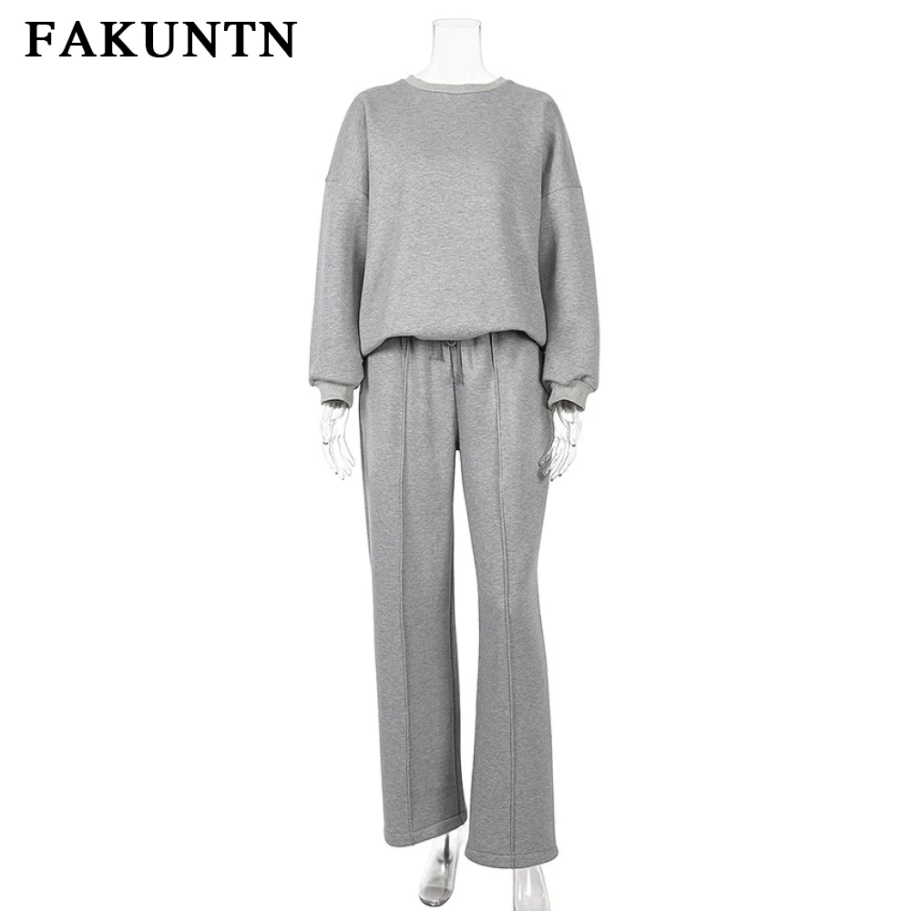 구매 FAKUNTN 여성 겨울 투피스 세트 2021 패션 운동복 O 넥 운동복 바지 라운지웨어 투피스 세트 여성 의류, 겨울 의류 저렴한 FAKUNTN 여성 겨울 투피스 세트 2021 패션 운동복 O 넥 운동복 바지 라운지웨어 투피스 세트 여성 의류, 겨울 의류