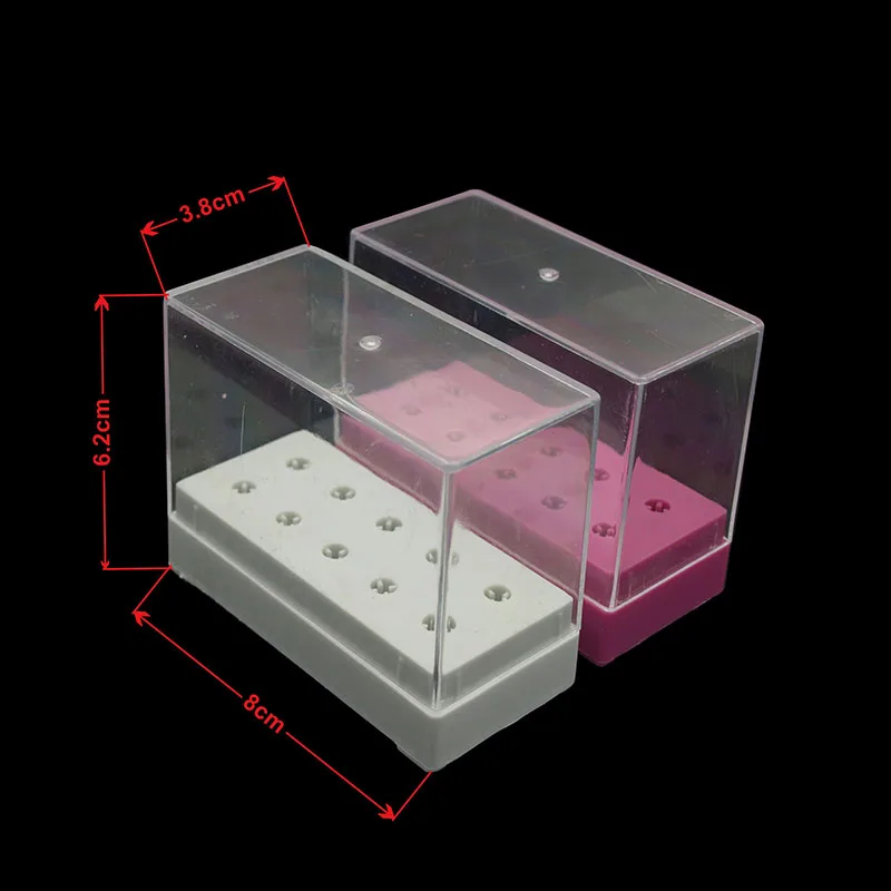 

KIMAXCOLA 1PCS 10 Holes White Bits Holder Exhibition Displayer 2.35mmNail Drill Bit Holder Professional Manicure Tools