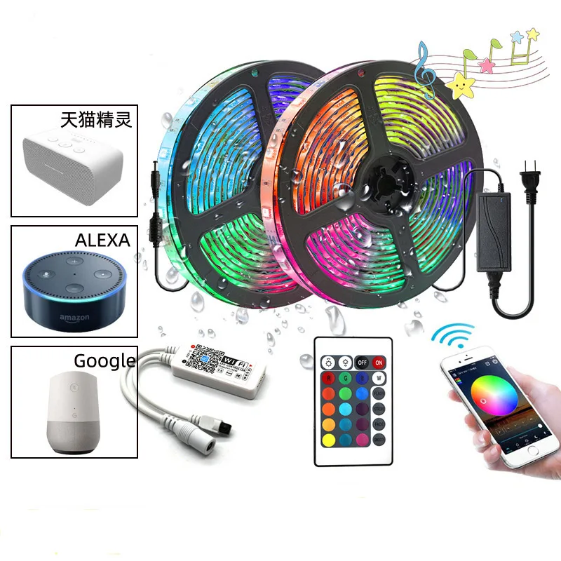Светодиодная лента RGB SMD 5050 10 м водонепроницаемая 12 в пост. Тока диодный