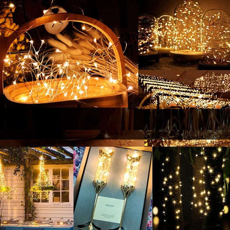 

Christmas 33Feet 100 Led Fairy String Lights Battery Remote Timer Control Operated Waterproof Copper Wire Twinkle Light 10m 5m