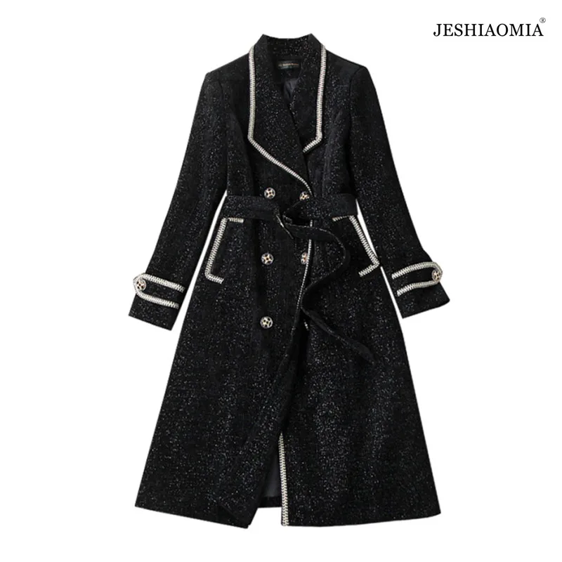 

JESHIAOMIA- 2021 Winter Double Breasted Flap Pocket Long Coat