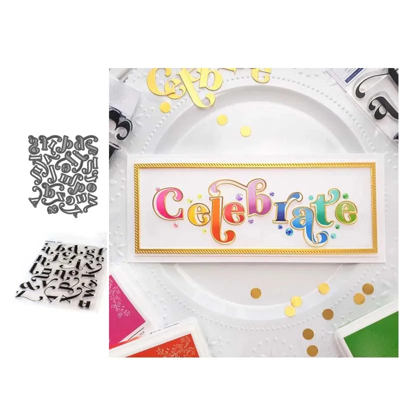 

JC Special English Letters Rubber Stamps and Metal Cutting Dies Scrapbooking Craft Stencil Card Make Album Sheet Model Template