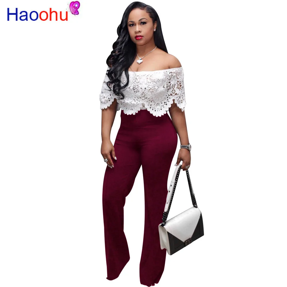 Женский кружевной комбинезон с открытыми плечами открытой спиной и высокой