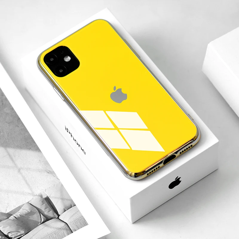 Роскошный чехол для телефона из закаленного стекла для iPhone 11 Pro Max X XR XS 7 6s 8 Plus 8plus 7plus черный золотой красный белый чехол - Цвет: H
