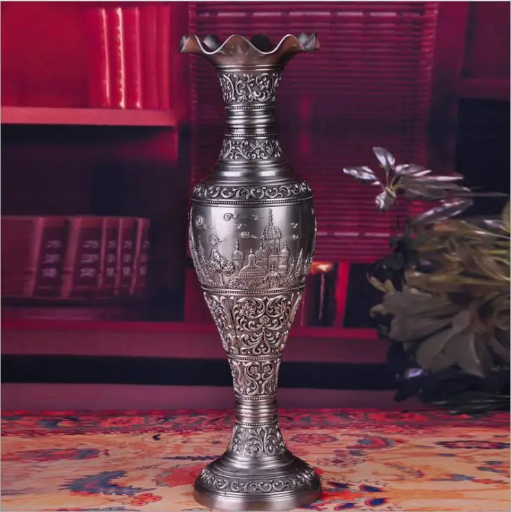 

European Ancient tin color metal Vintage vase zinc metal flowers vase table vase for home decoration vases HP018