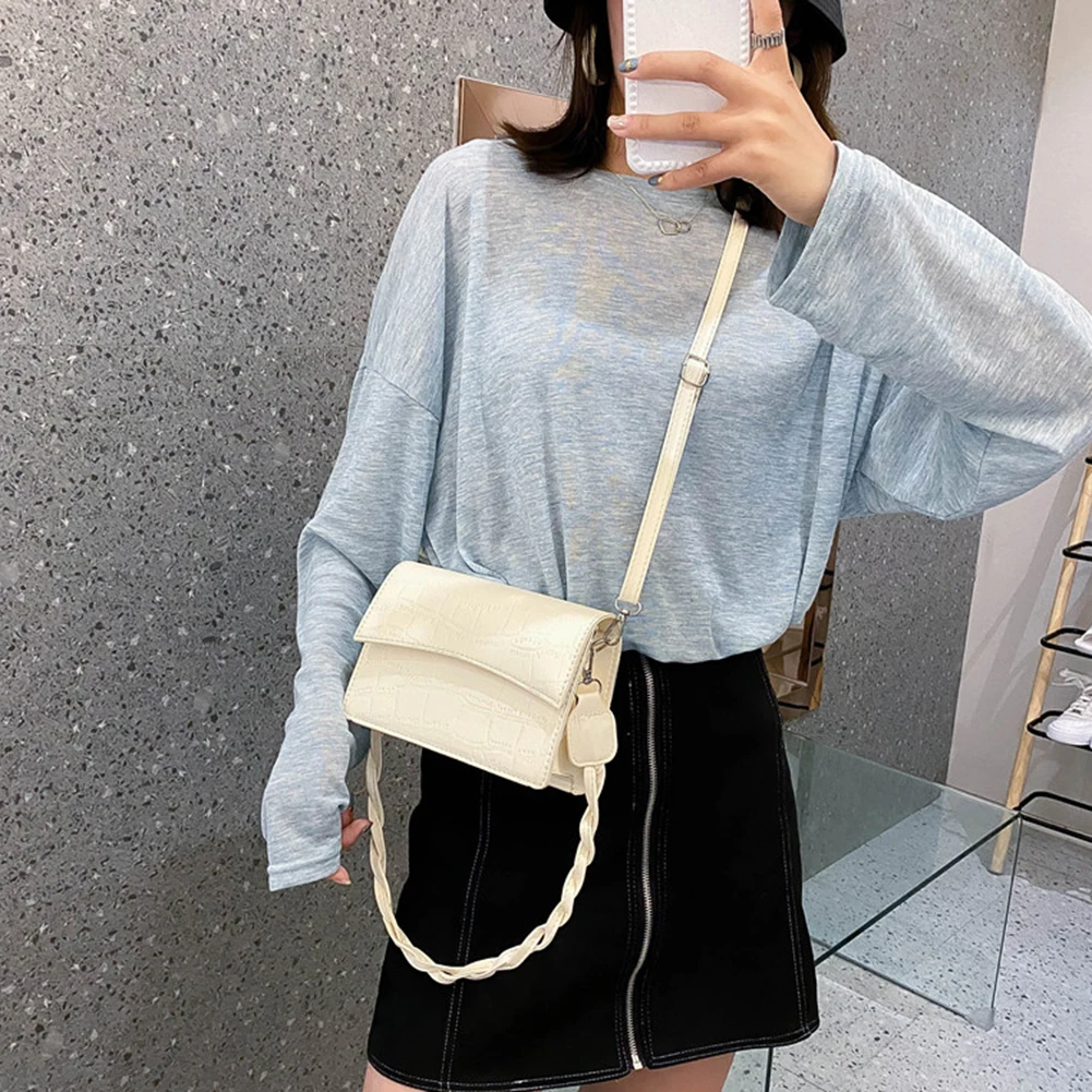 

Women Shoulder Bag Stone Pattern Solid Color PU Small Square Crossbody Handbag Outdoor Shopping Accessaries Supplies