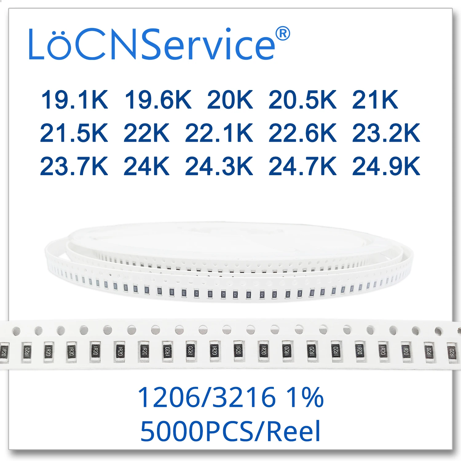 LoCNService 1206 1% 5000 шт. 19 1 K 6 20K 20 5 21 к 22K 22 23 2 7 24K 24 3 9 3216 резистор Ом|Запасные части| |