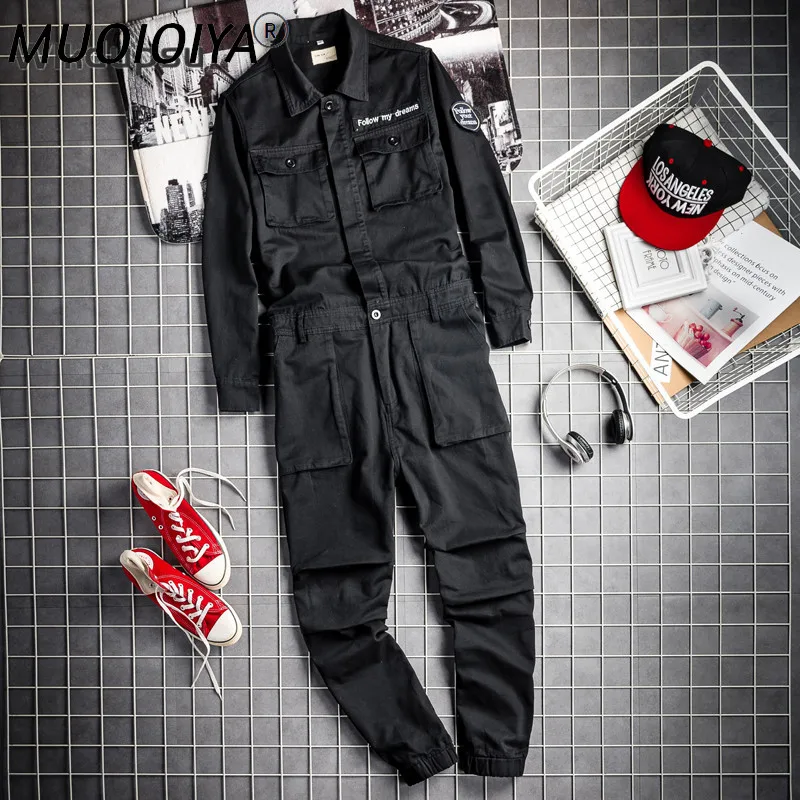

Onepeace Jumpsuits Overalls For Men Long Sleeve Punk Rock Clothes Cargo Pants Black Work Fashion Male Rompers Streetwear Uniform