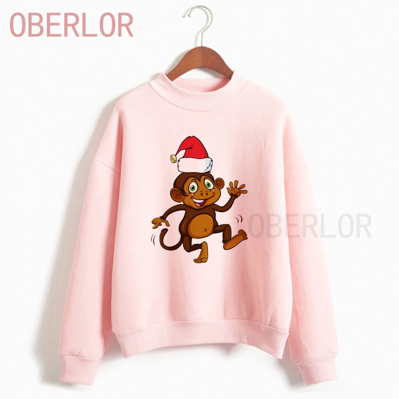 

Kawaii Monkey Merry Christmas Print Sweatshirts New Design Comfortable Funny Hoodies Casual O-Neck Autumn Sweaters