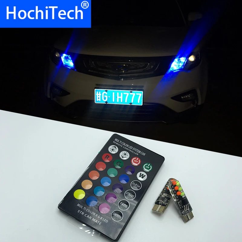Светодиодная лампа Canbus Mult color RGB T10 W5W 94 168 фотолампа с пультом дистанционного
